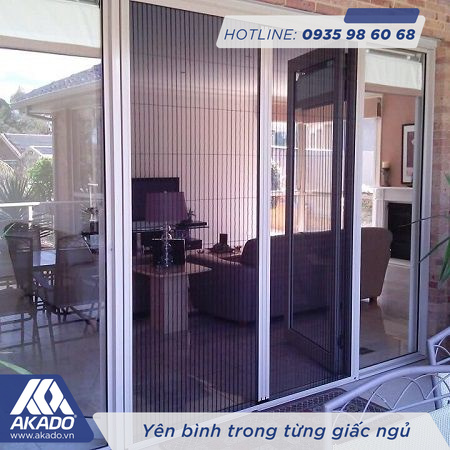 Cửa lưới xếp chống muỗi có ray